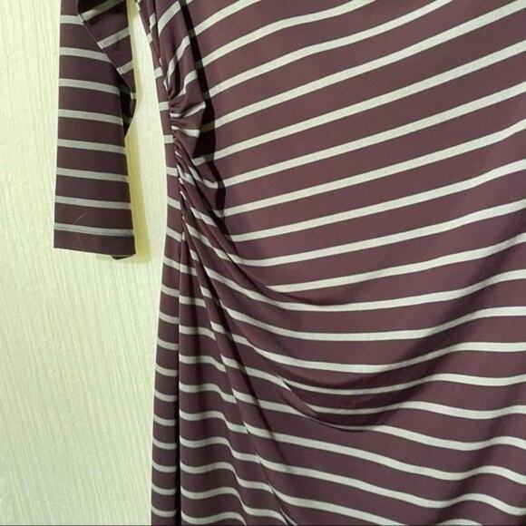 Loft Sheath Dress Purple and Gray Stripes Cowl Neck Medium - Picture 6 of 11